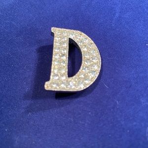 Vintage Rhinestone “D” Silvertone Pin